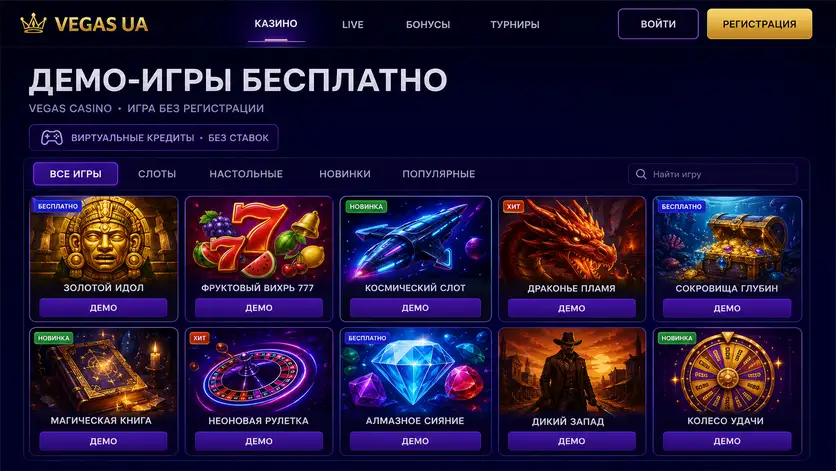 Демо-режим игровых автоматов Vegas Casino