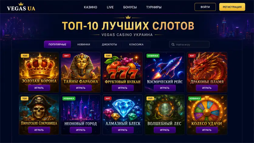Топ-10 лучших слотов Vegas Casino Украина